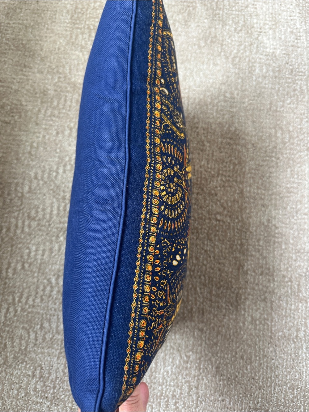 Dior Navy & Yellow Giraffe Accent Pillow with a Pop of Orange Like New - Picture 12 of 14